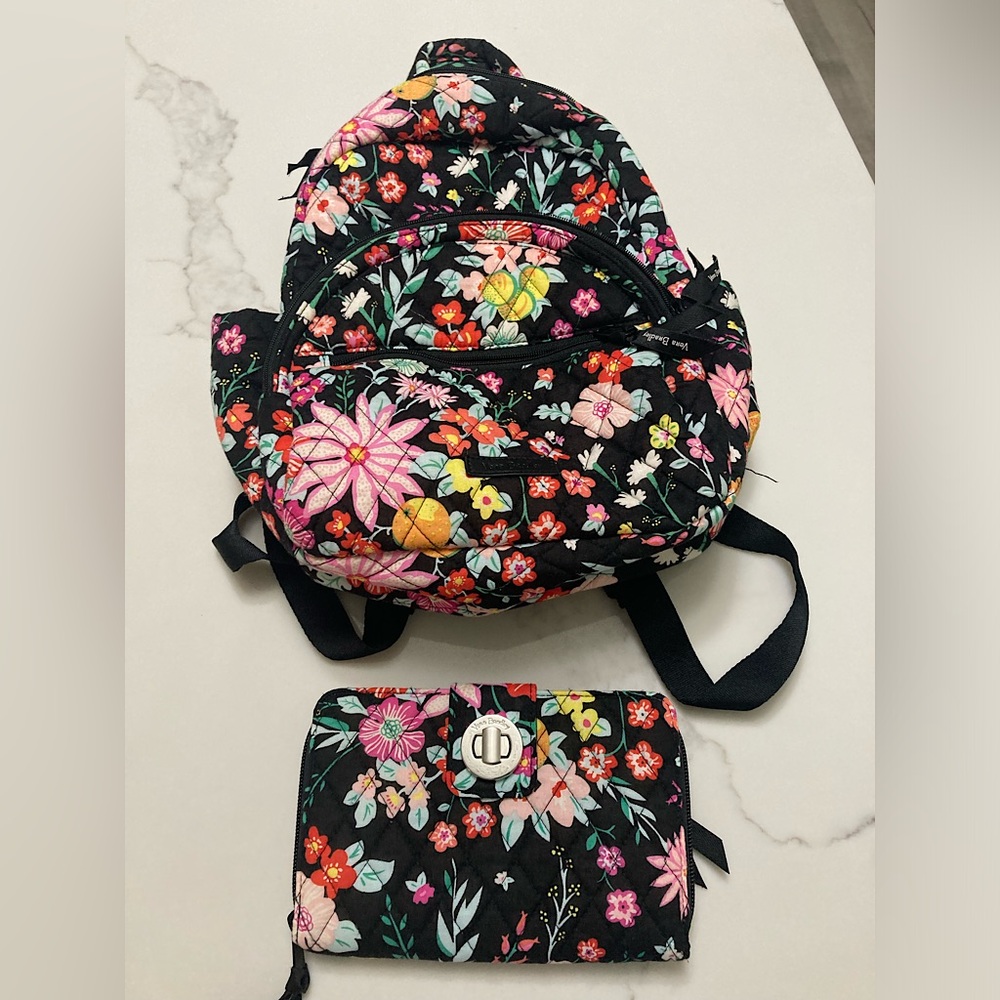 NWOT Vera Bradley tangerine twist set backpack and wallet